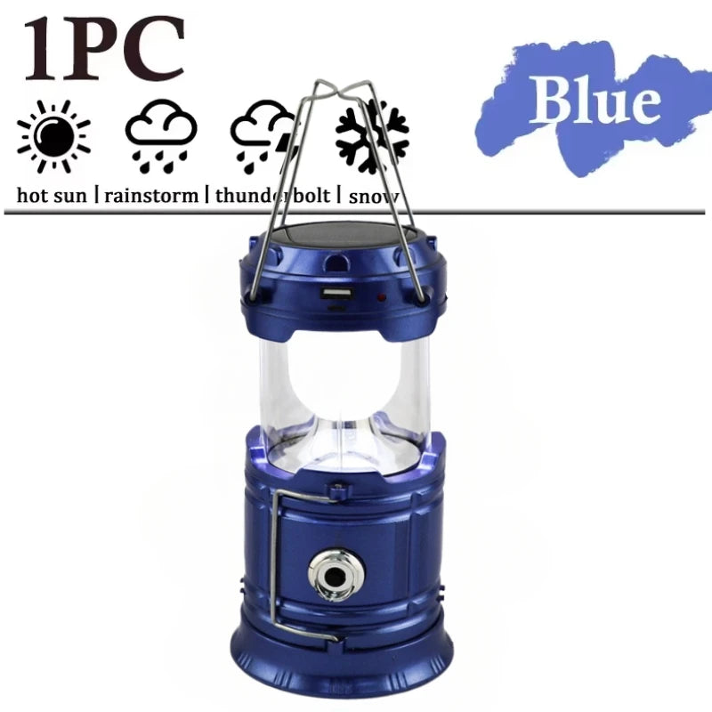 Solar Multifunctional Handheld Camping Lamp Tent Lamp LED Portable Flashlight Portable Waterproof Emergency Powered Work Light
