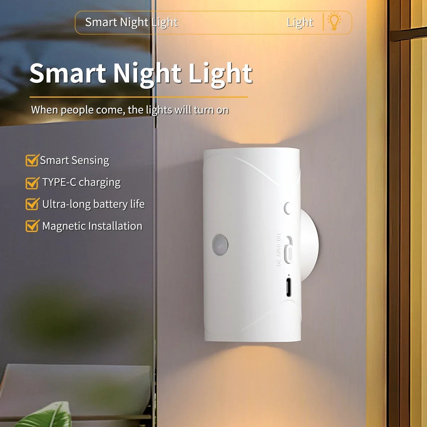 Magnetic LED Motion Sensor Wall Light