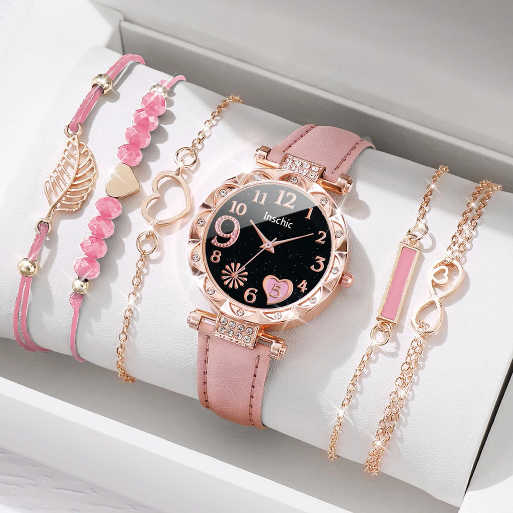 6-Piece Heart Dial Watch Set.