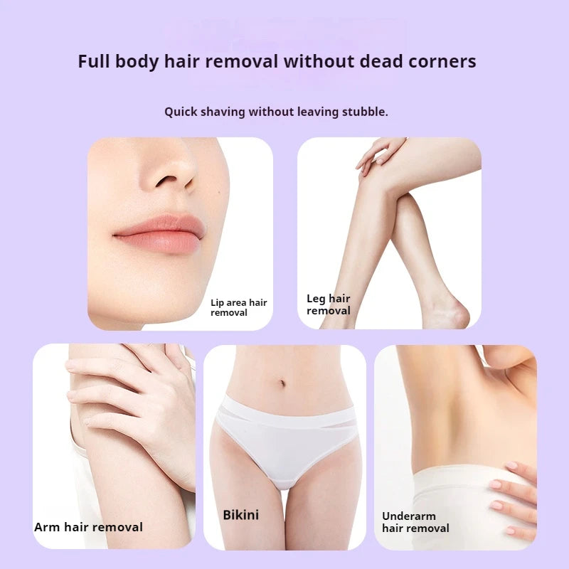 2in1 Electric Razor for Women Painless Hair Removal Rechargeable Body Trimmer Underarm Mustache Epilator Shaver