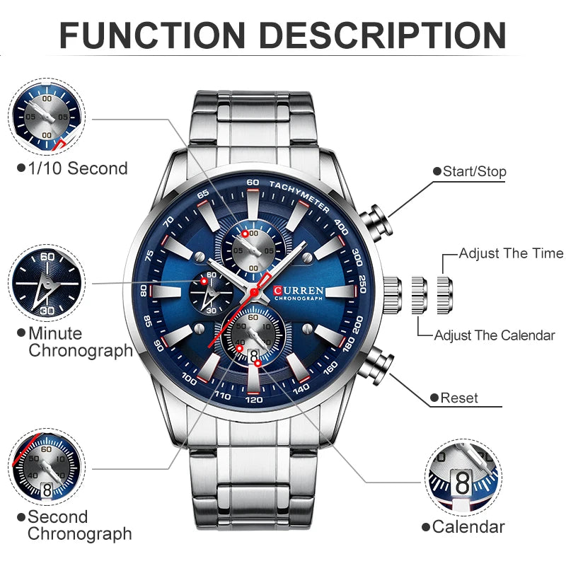 CURREN Luxury Chronograph Watc