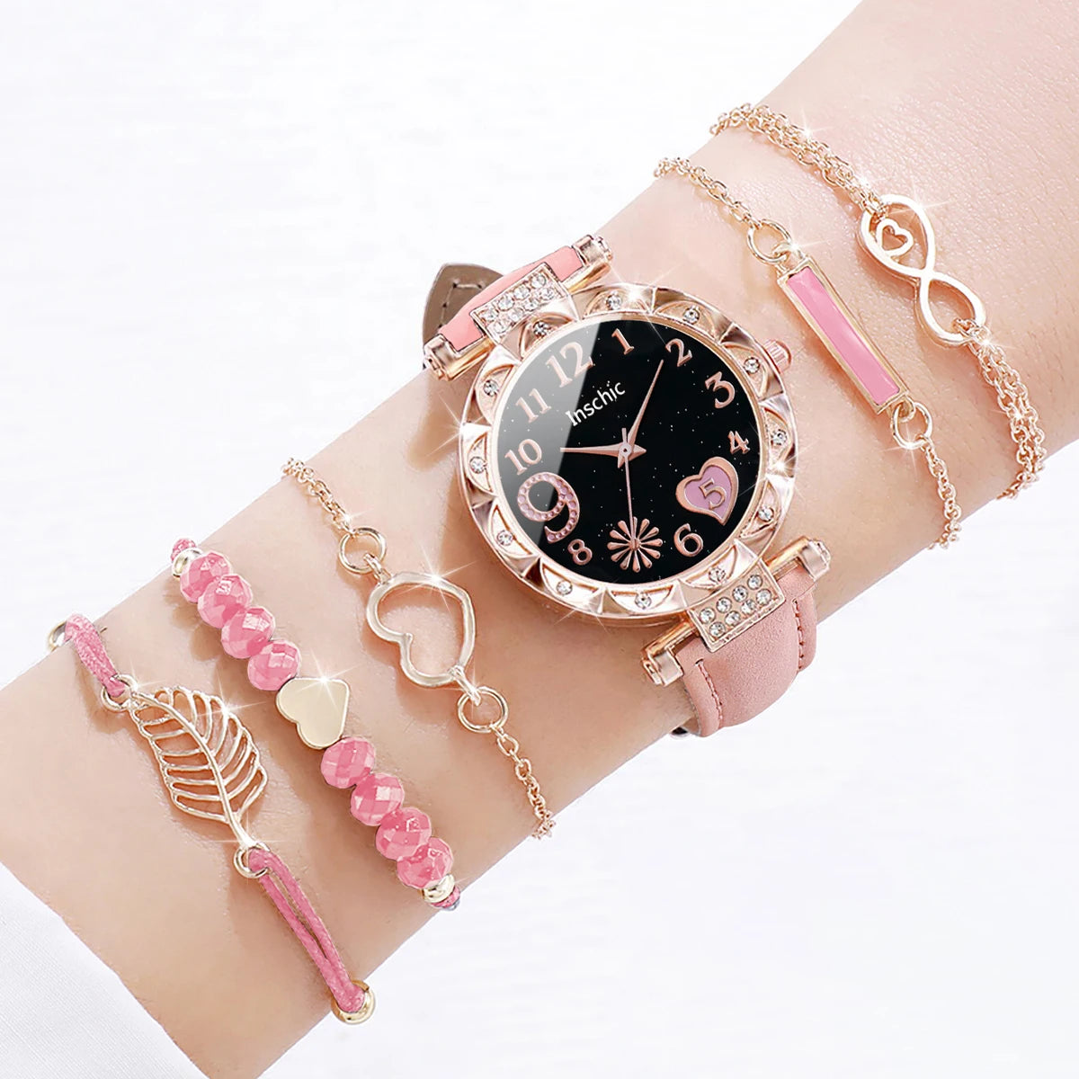 6-Piece Heart Dial Watch Set.