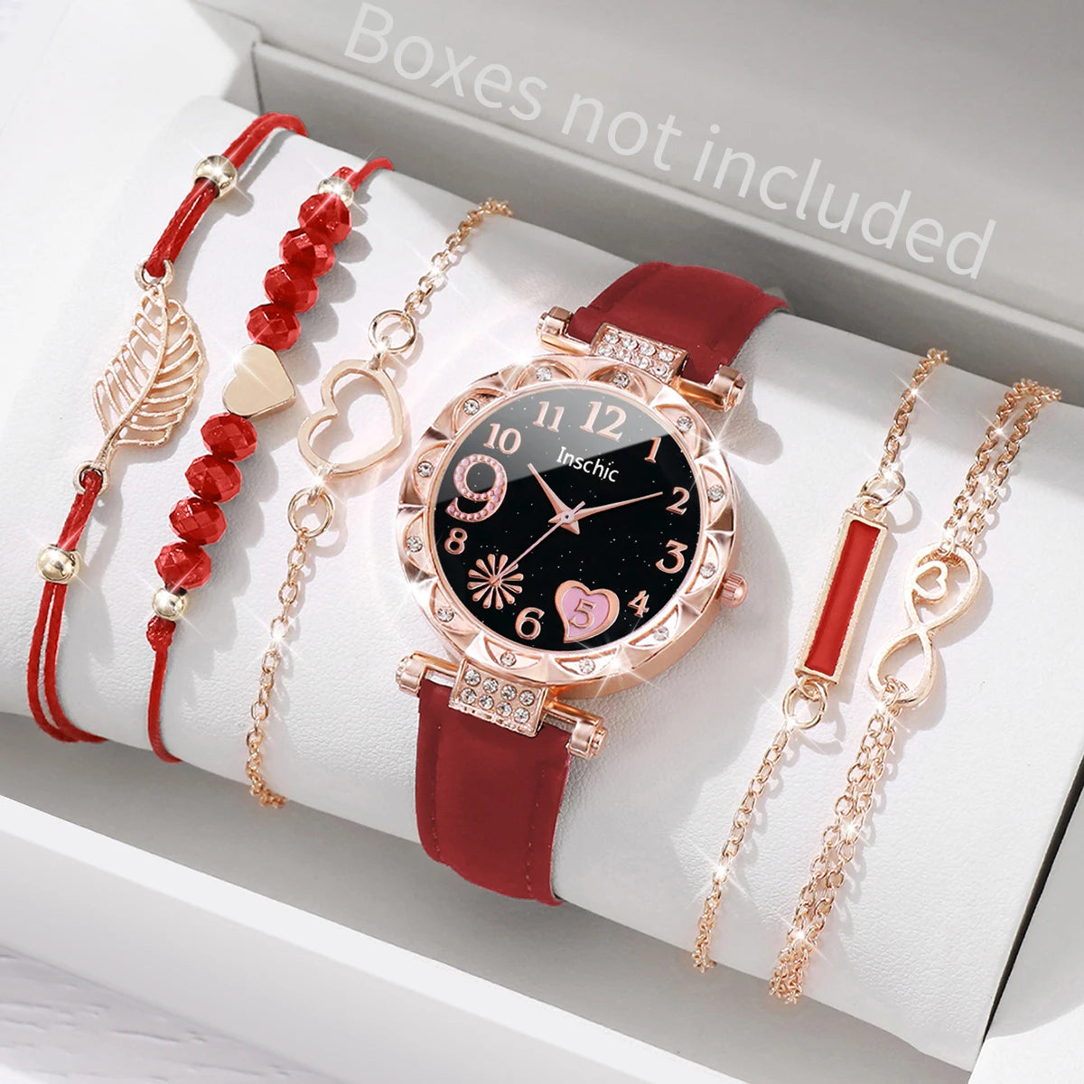 6-Piece Heart Dial Watch Set.