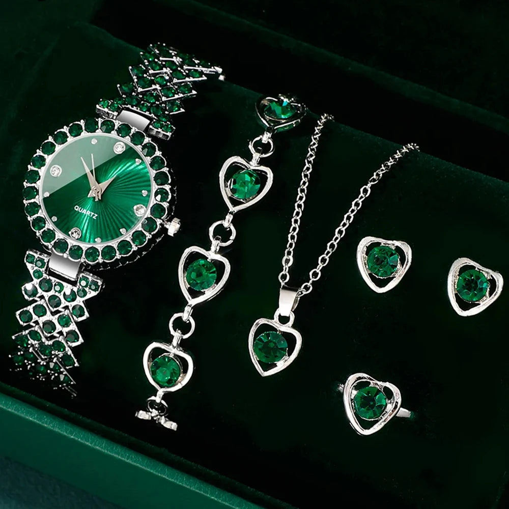 Heart Watch & Jewelry Set